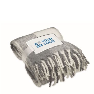 Plaid en polyester recyclé (RPET) à carreaux avec franges
