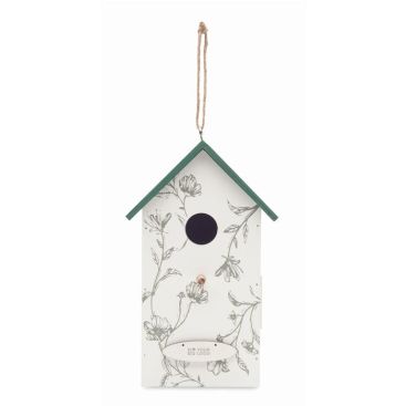 Nichoir pour oiseaux en bois avec un motif floral