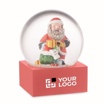 Boule de neige avec un Père Noël à l'intérieur et base en polyrésine