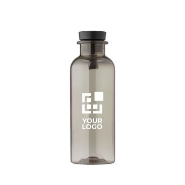 Bouteille en RPET poignée en caoutchouc et détail en bambou, 500 ml