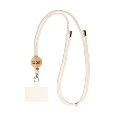 Lanyard et porte-badge en corde de coton avec détail en bambou