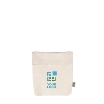 Sac isotherme pour en-cas en chanvre avec fermeture velcro 170 g/m² couleur kaki avec zone d'impression