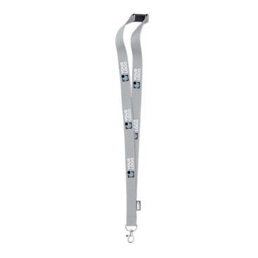 Lanyard en RPET mousqueton métallique et fermeture de sécurité 20 mm