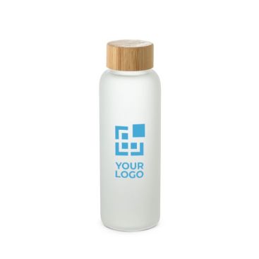 Bouteille en verre avec finition mate et bouchon en bambou 500 ml.