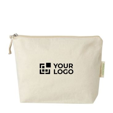 Trousse de toilette en coton biologique avec fermeture éclair 180 g/m²