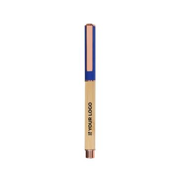Roller en bambou et aluminium finitions dorées roses et encre bleue