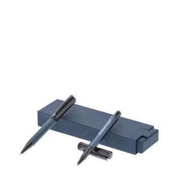 Élégant ensemble stylo bille rotatif et roller capuchon, encre bleue