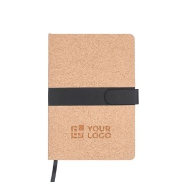 Carnet liège avec élastique fermeture magnétique polyuréthane rayé, A5