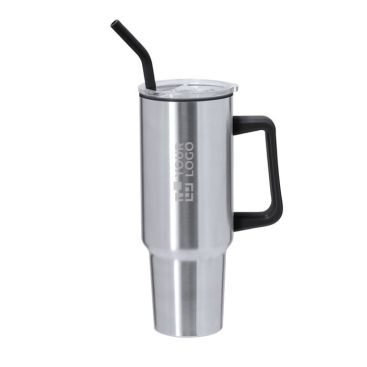 Gobelet isotherme en acier inoxydable poignée et une paille, 1,2 litre