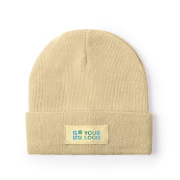 Bonnet élastique pour enfants avec ourlet et étiquette frontale