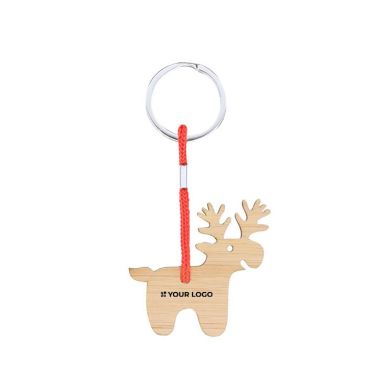 Porte-clés de Noël en bambou en forme de renne à personnaliser