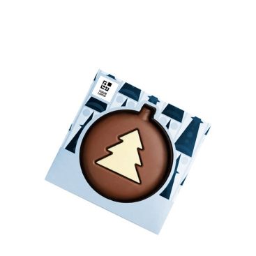 Chocolat en forme de boule de Noël avec motif de sapin vue principale