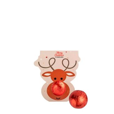 Bonbon en chocolat au lait fourré aux noisettes et support renne vue principale