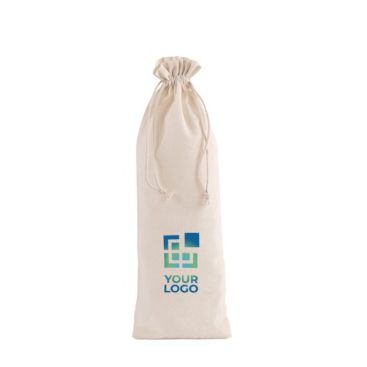 Sac en coton recyclé avec cordons de fermeture pour vin 120 g/m2