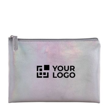 Trousse moderne en PU avec effet irisé et tirette assortie