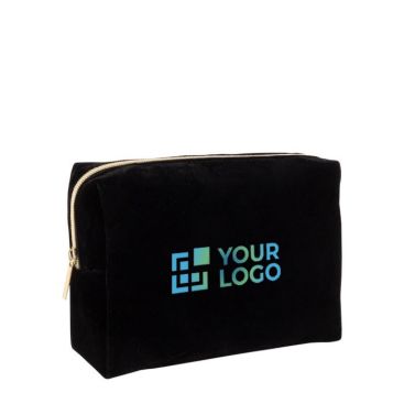 Trousse en velours de polyester avec fermeture éclair dorée 280 g/m2