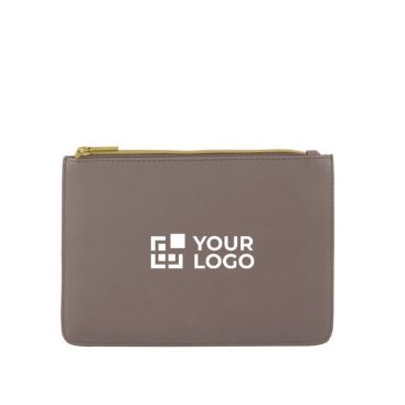 Trousse en cuir synthétique, couleurs classiques avec tirette dorée