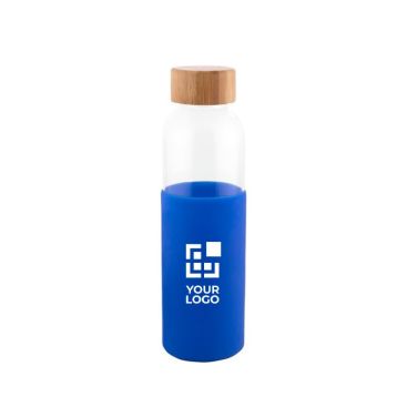 Gourde en verre avec bouchon en bambou et housse en silicone 500ml