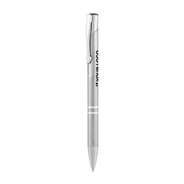 Stylo en aluminium avec mécanisme à bouton-poussoir, encre bleue