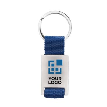 Porte-clés sérigraphié en métal avec bande coloré en polyester Colors