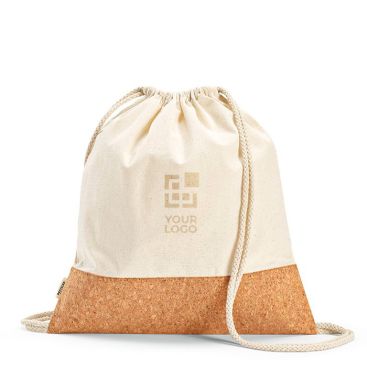 Sac ficelle en coton recyclé à base en liège 180 g/m²