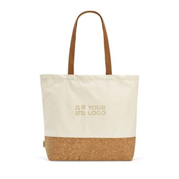 Sac de courses en coton recyclé à base en liège 220 g/m²
