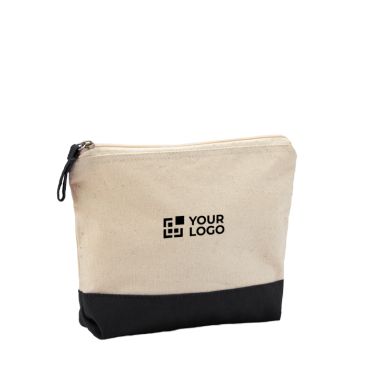 Trousse en coton bicolore avec fermeture éclair assortie 280 g/m²