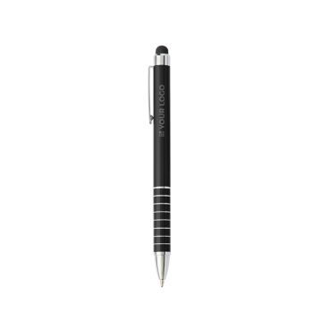 Stylo tactile en aluminium avec mécanisme rotatif, encre bleue