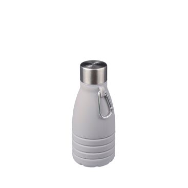 Bouteille pliable en silicone avec bouchon acier et mousqueton 550ml