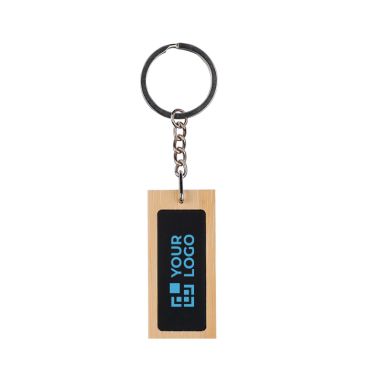 Porte-clés rectangulaire en bambou avec surface noire