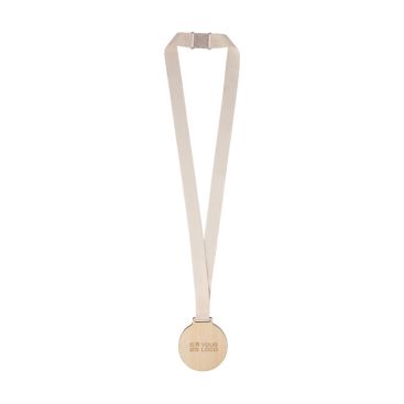 Médaille en bois avec cordon en coton et boucle de sécurité