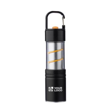 Lampe de poche COB en aluminium, 3 fonctions de lumière et mousqueton