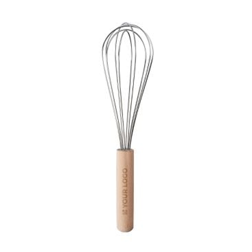 Fouet manuel en acier inoxydable avec manche en bois personnalisable