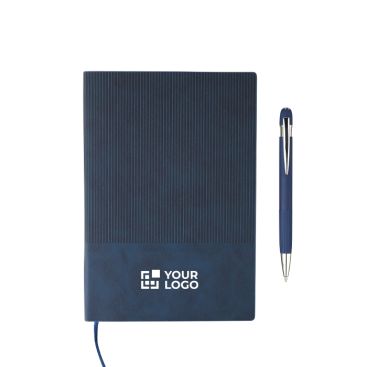 Carnet A5 avec effet velours sur la couverture et stylo encre bleue