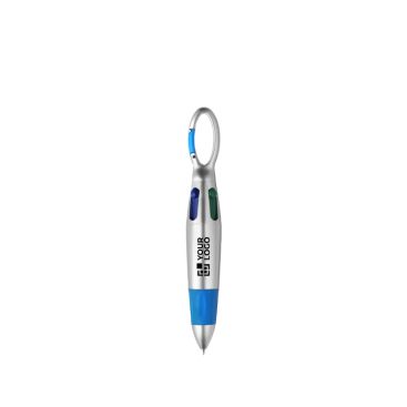 Stylo 4 couleurs avec grip antidérapant et mousqueton
