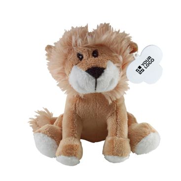 Peluche en forme de lion assis avec étiquette personnalisable