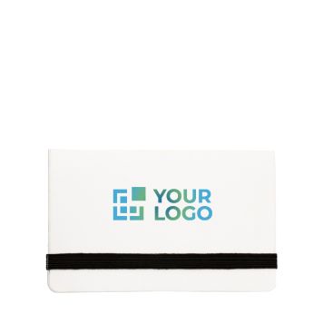 Porte-mémos en carton avec fermeture élastique et poche pour cartes