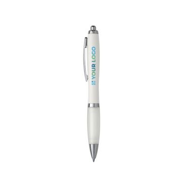 Stylo en plastique recyclé avec grip en caoutchouc encre bleue