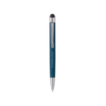 Stylo tactile en aluminium, en étui métallique, encre bleue