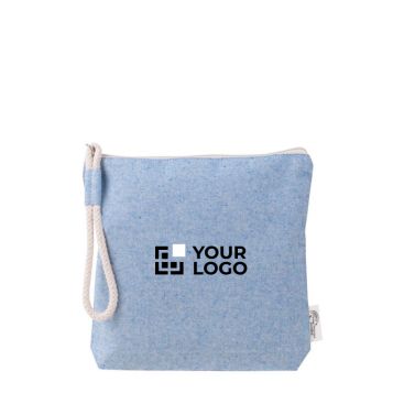 Trousse de toilette pastel en coton recyclé avec bracelet en corde