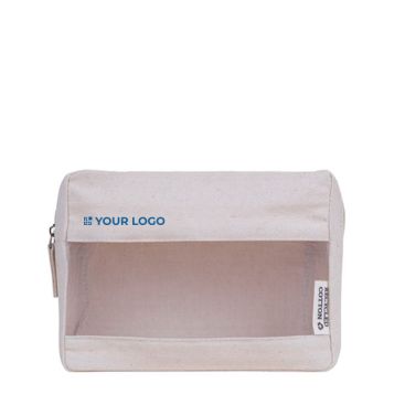 Trousse de toilette en toile recyclée de couleur naturelle avec design