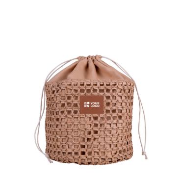 Trousse en papier de jute en forme de sac avec fermeture à cordon