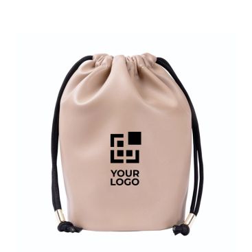 Trousse type sac en cuir synthétique avec fermeture à cordons