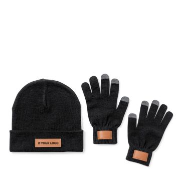 Ensemble de gants tactiles et bonnet avec zone d'impression