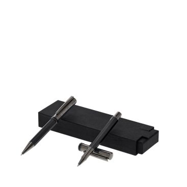 Élégant ensemble stylo bille rotatif et roller capuchon, encre bleue