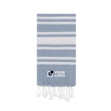 Paréo fin en coton et polyester à rayures avec franges 150 g/m²