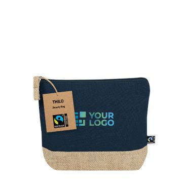Trousse de toilette en coton certifié Fairtrade avec base en jute