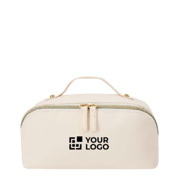 Trousse de toilette en PU avec grand compartiment et anse de transport