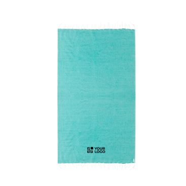 Fin paréo en coton recyclé et RPET avec franges blanches 180 g/m²
