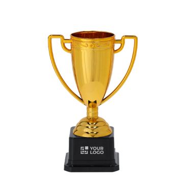 Trophée doré avec 2 poignées latérales sur une base noire